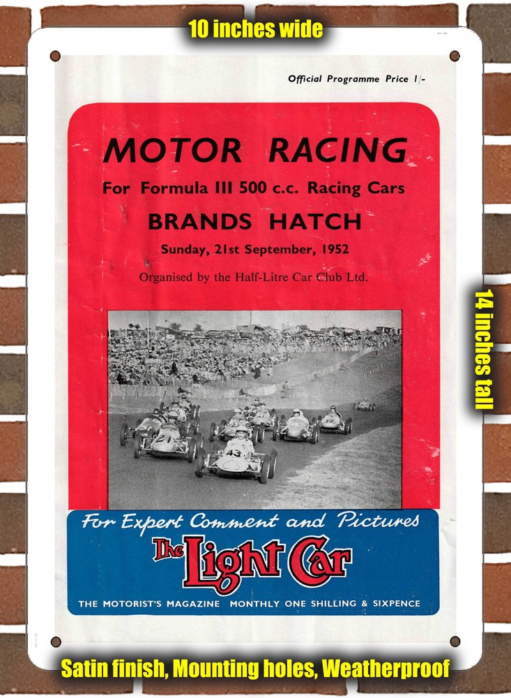 Metal Sign - 1952 Brands Hatch Circuit Racing Program - 10x14 inches