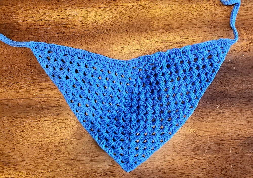 Medium Crocheted bandana Blue