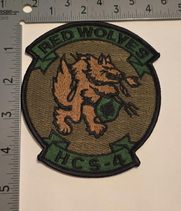4.5" MARINE CORPS HSC-4 SQUADRON RED WOLVES EMBROIDERED JACKET PATCH