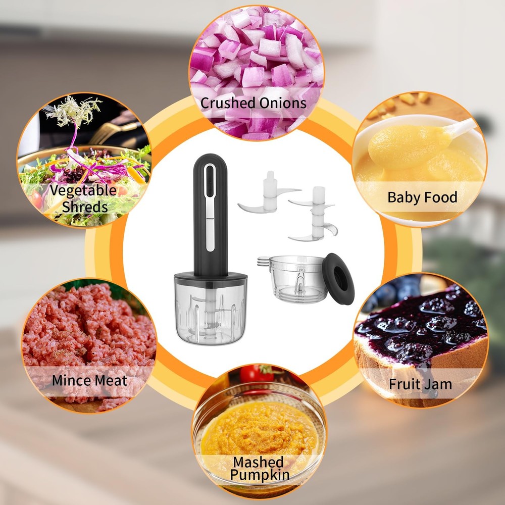 MINI Cordless Food Processor Electric Vegetable Chopper,USB Rechargable Compa...