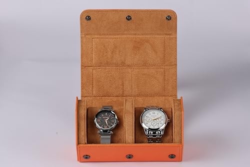 Watch Case, 2 Slots Leather case 2 slots Orange