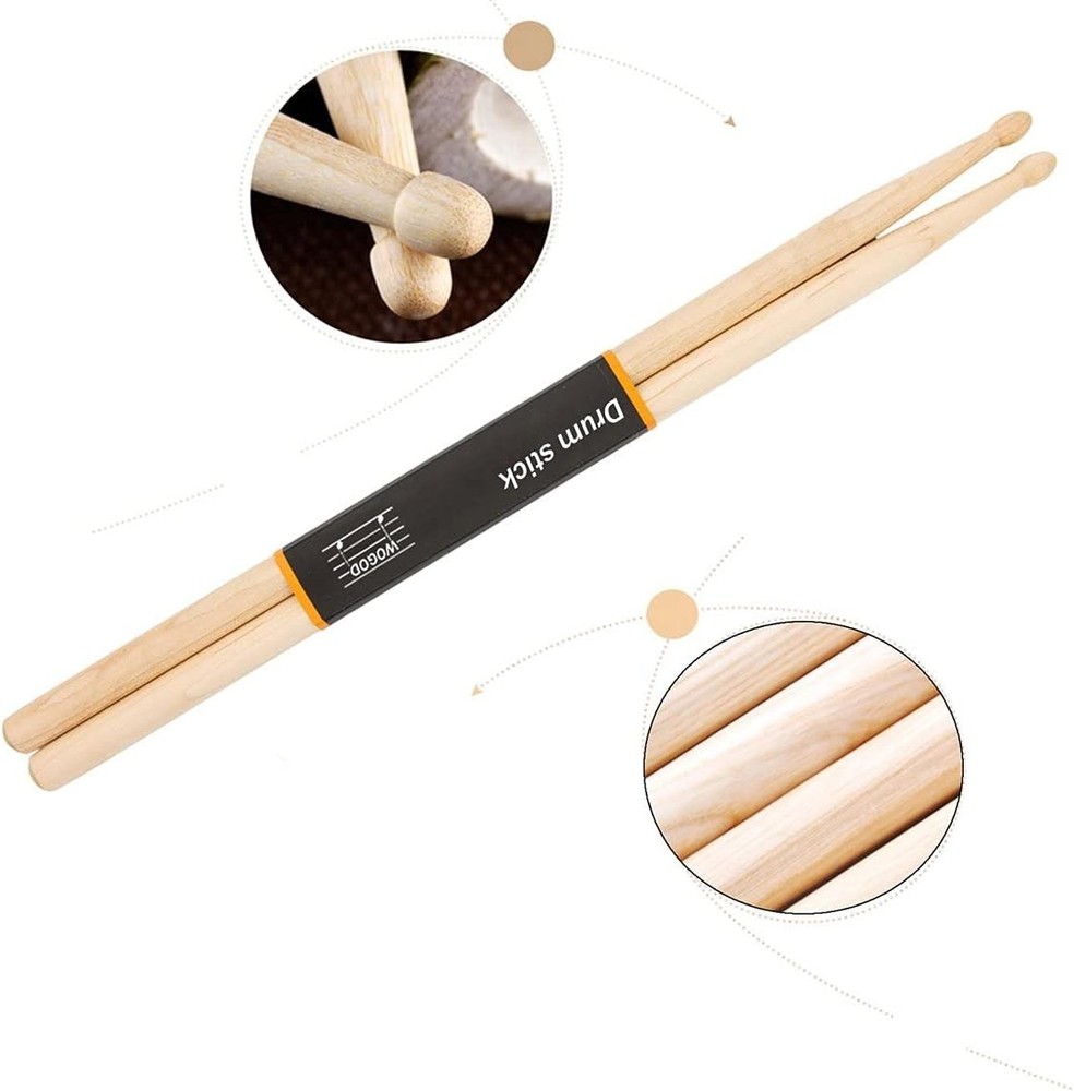 5A Maple Drumsticks with Water Drop Tip - Two Pair for Exceptional Tone