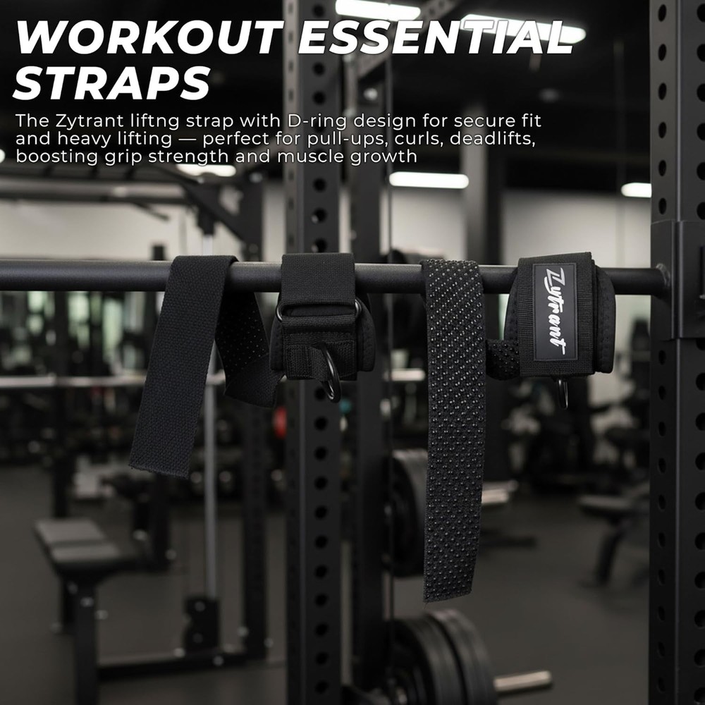 Heavy Duty Weight Lifting Straps with Cuffed D Ring Enhanced Grip