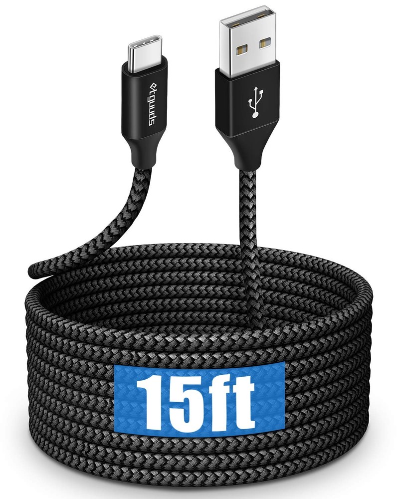 etguuds Long USB C Cable 15ft, 2.0 to Type C Fast Black