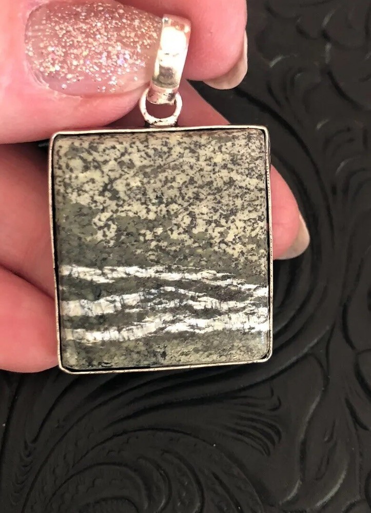 Forest Green Opal Square Pendant Artisan Handcrafted