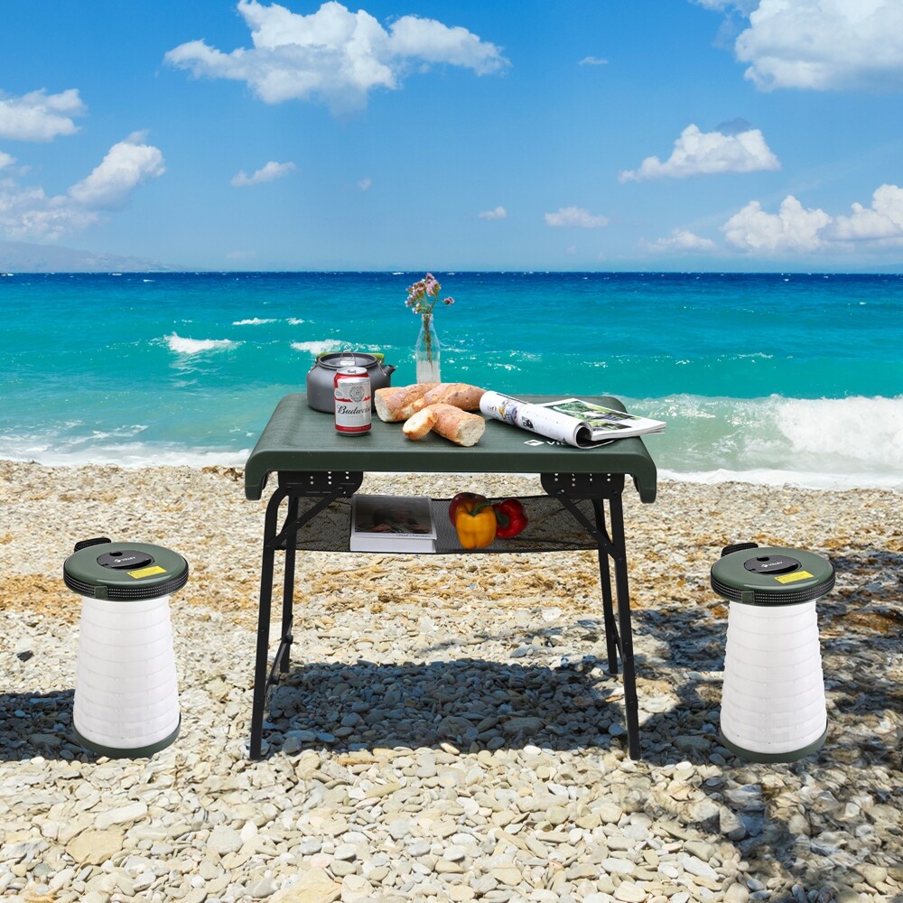 VILLEY Portable Table Stools Set Collapsible Stools 2.37ft Folding Camping Table