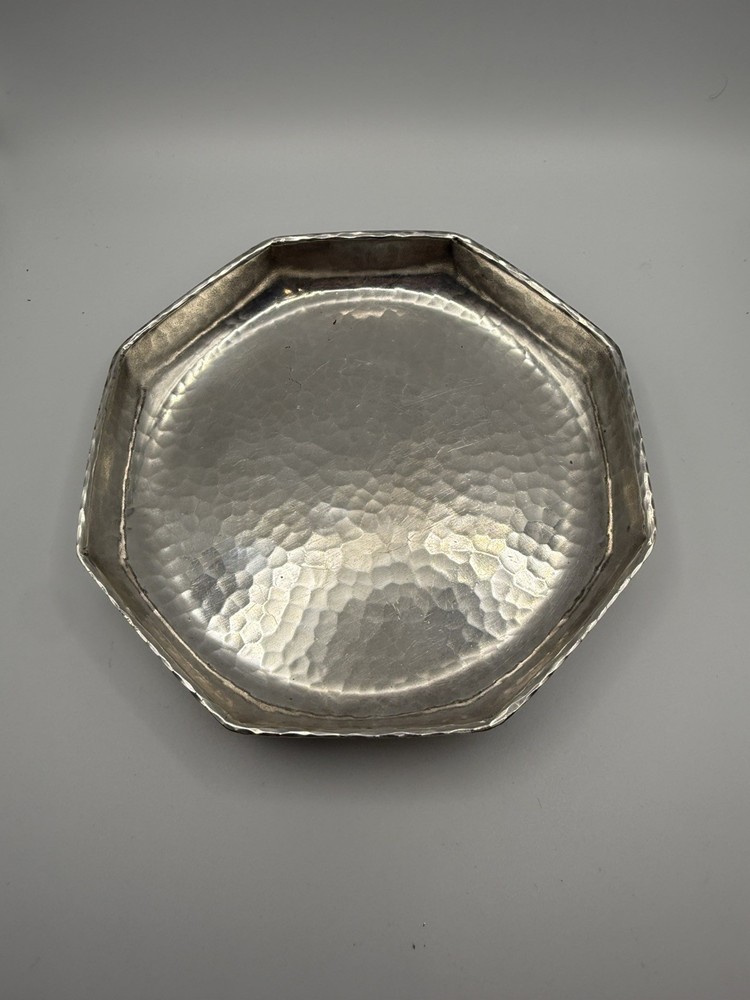 Mission A&C Nicely Hammered Roycroft & Sheffield Marked Silver Octagonal Dish