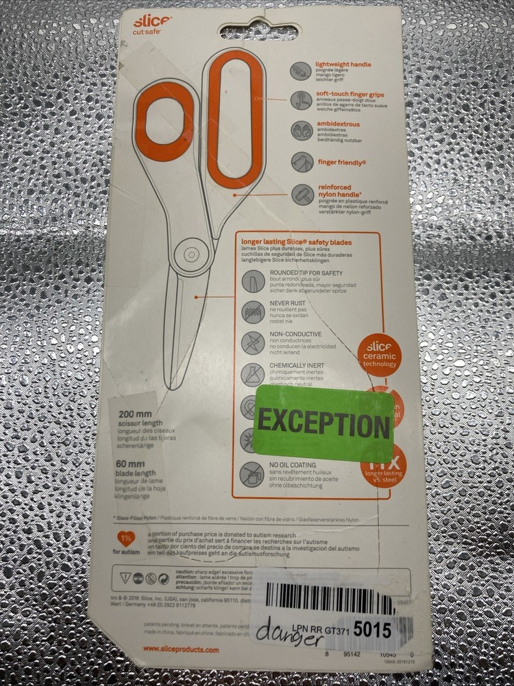 SLICE Scissors,Multipurpose,Ambidextrous 54ZW73