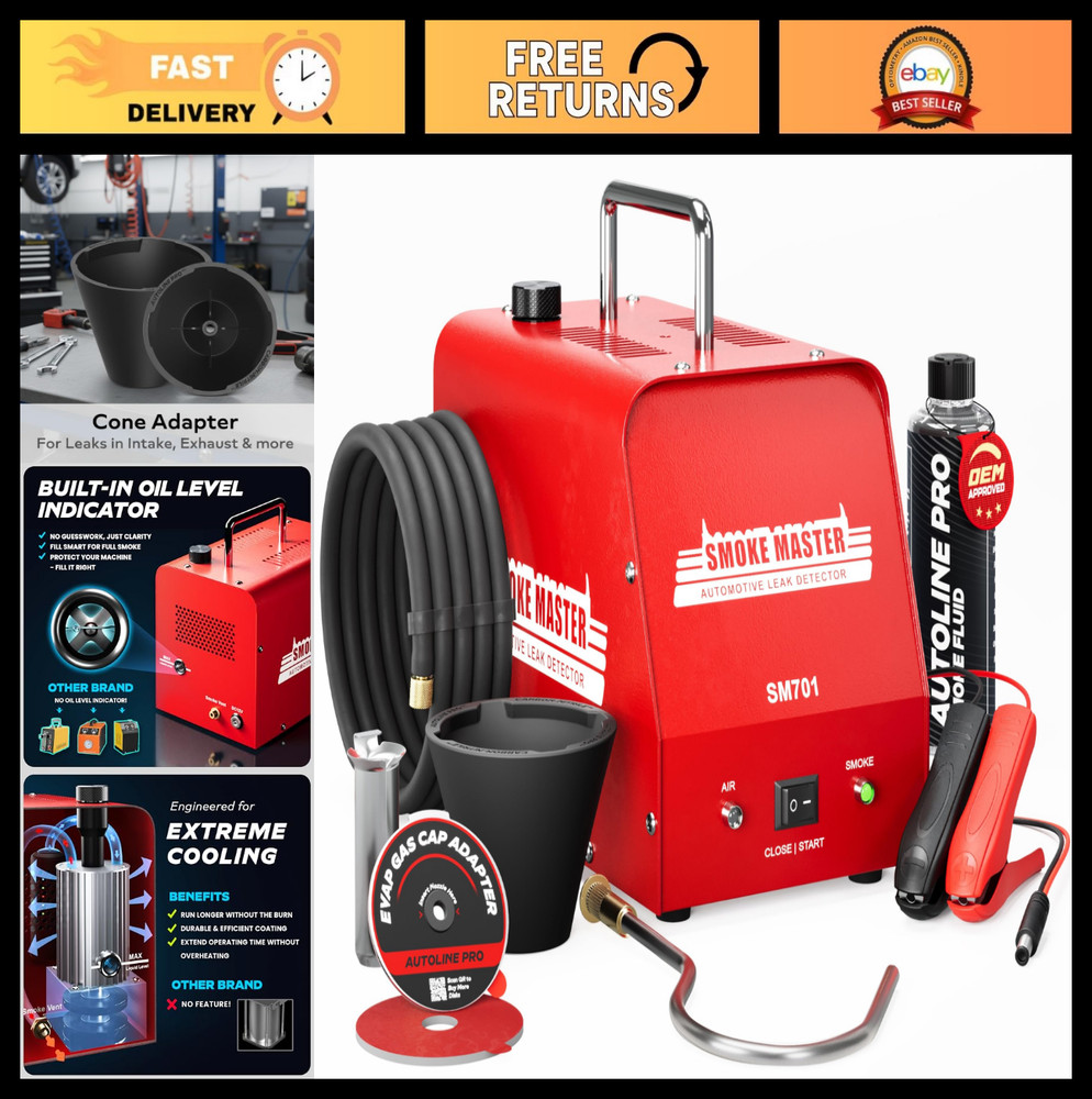 High Volume Smoke Machine for EVAP Leak Detection - Built-in Air Compressor Tool