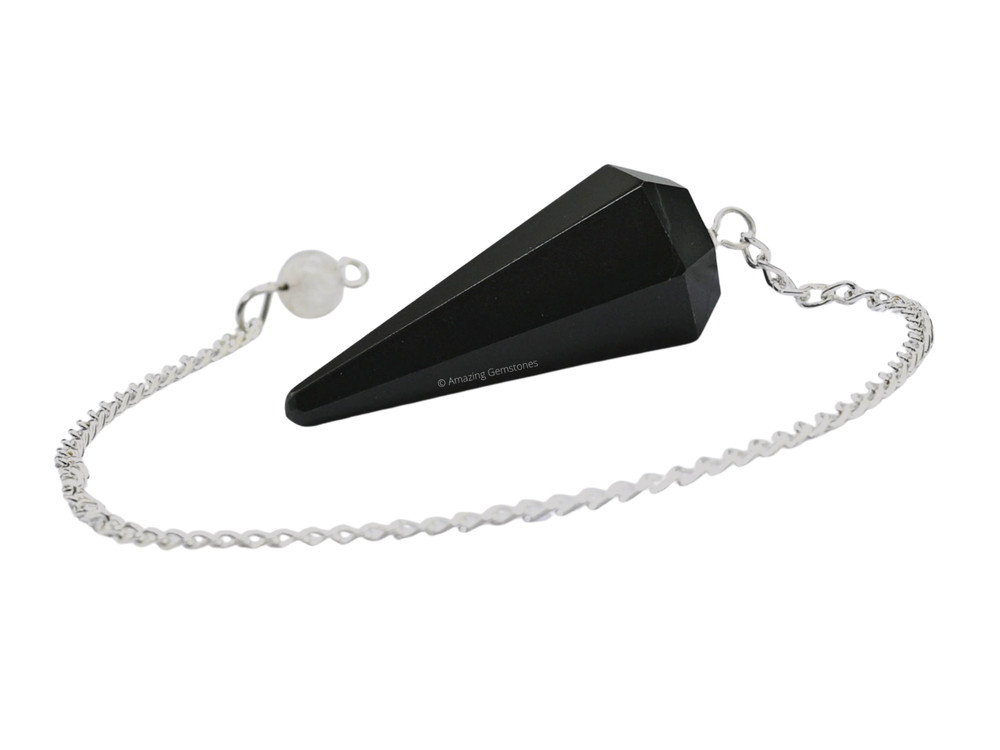 Black Agate Dowsing Crystal Pendulum