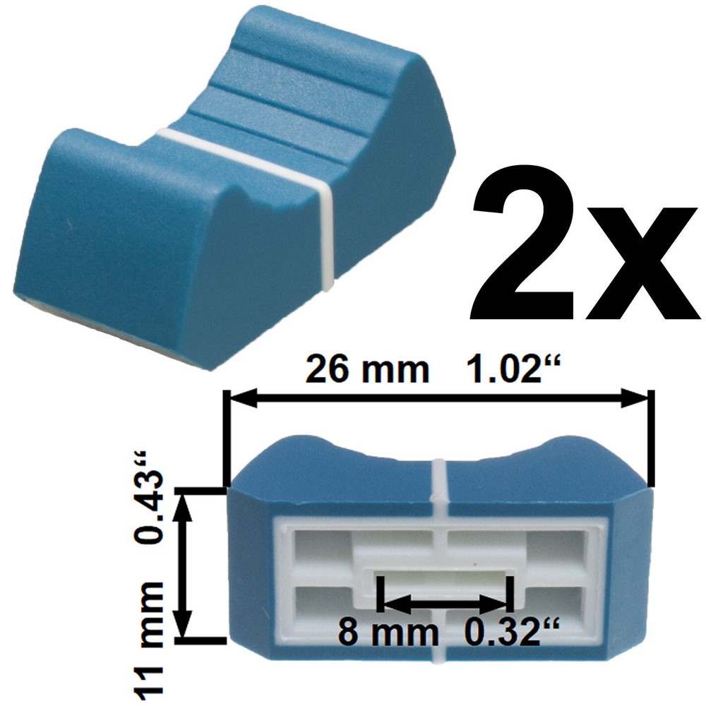 Sifam 2x FADER KNOBs CAP BLUE fit 8mm slider potentiometer replacement pot