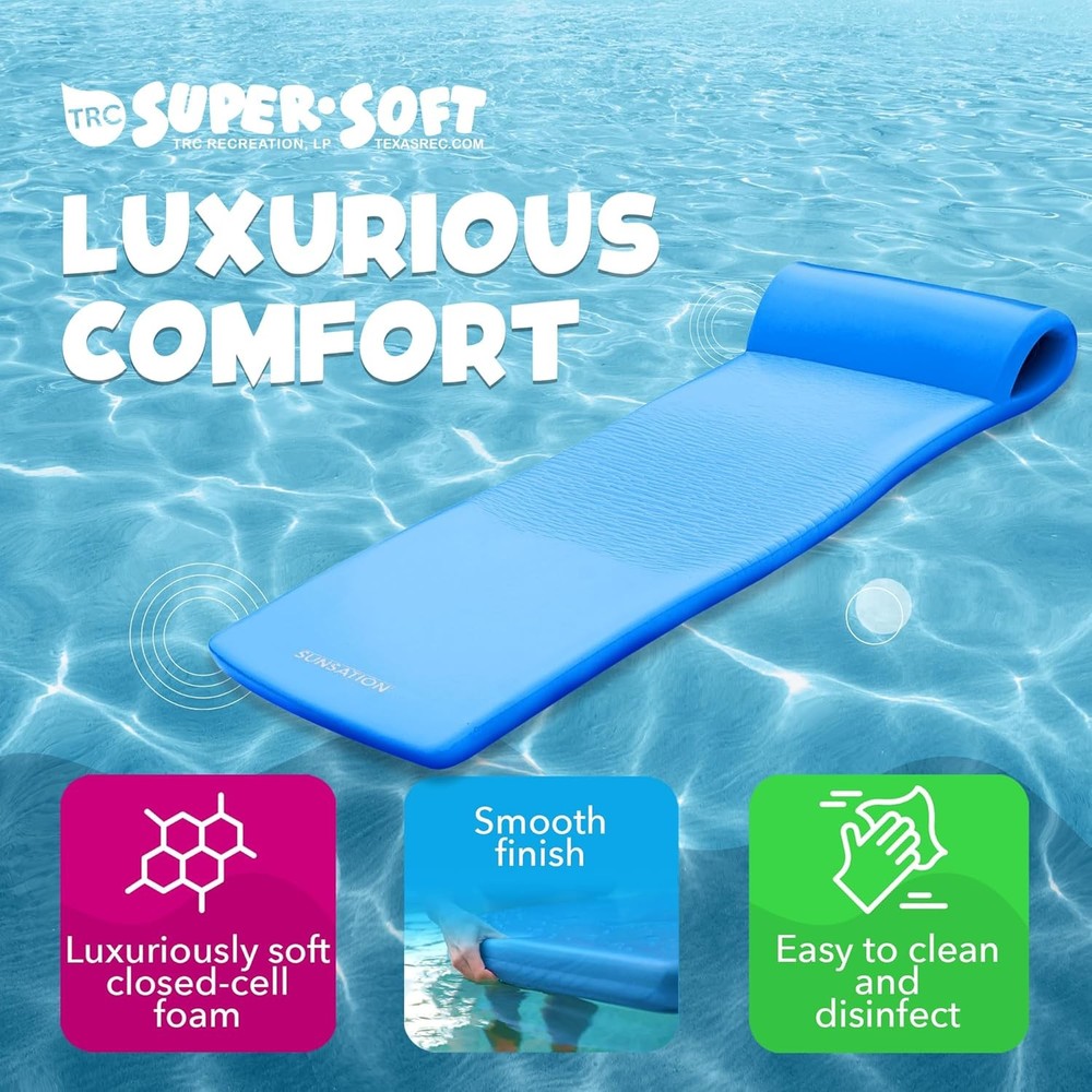 Sunsation Thick Foam Pool Float Lounger w/Headrest