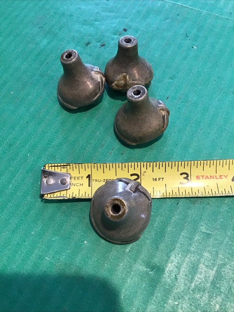 (4) Vintage Rare Keeler Brass LEAF CABINET KNOB PULL Solid (matches 45966 pull)