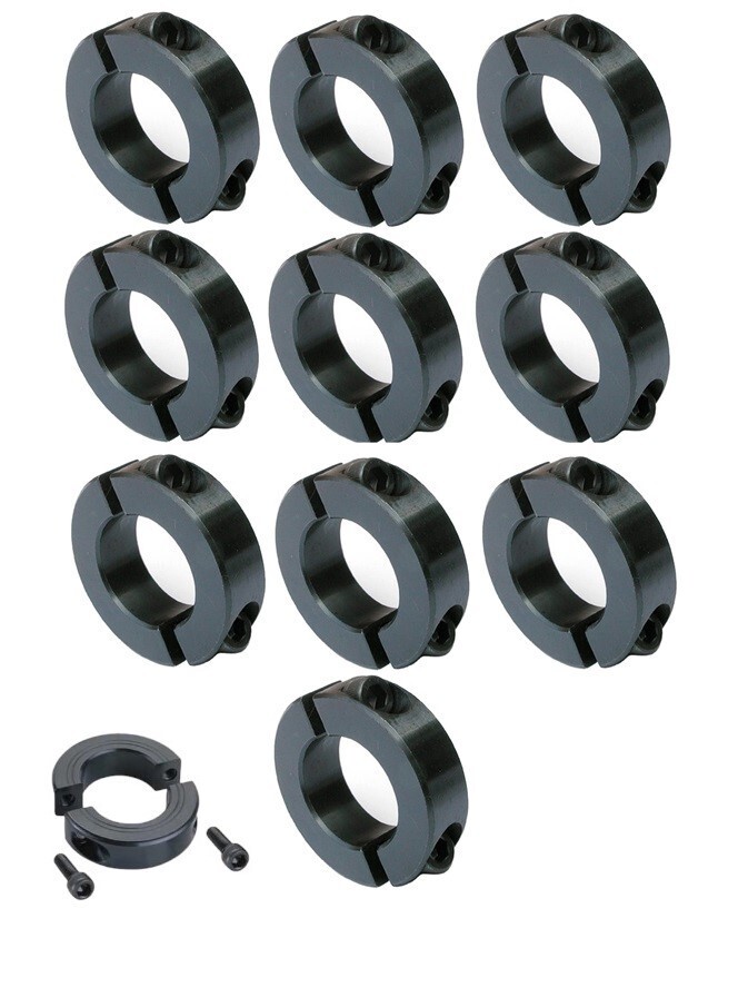 10-Pack 3/4" Bore Double Split Shaft Locking Collar Black Oxide Finish