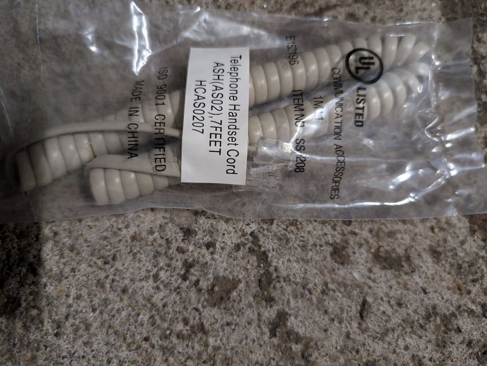 7 Foot Ash Handset/Curly/Coiled Cord