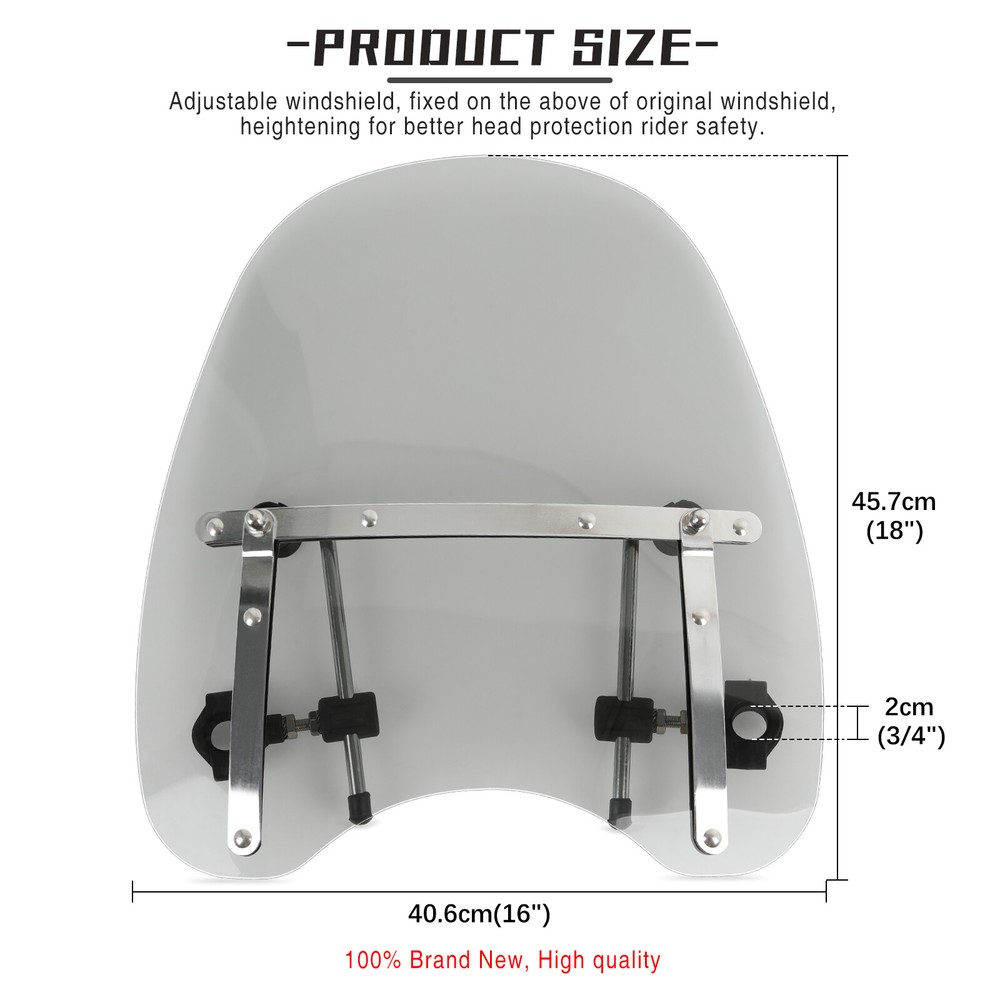 For Harley Softail Standard FXST 7/8" 1" Handlebar Smoke Windshield Windscreen