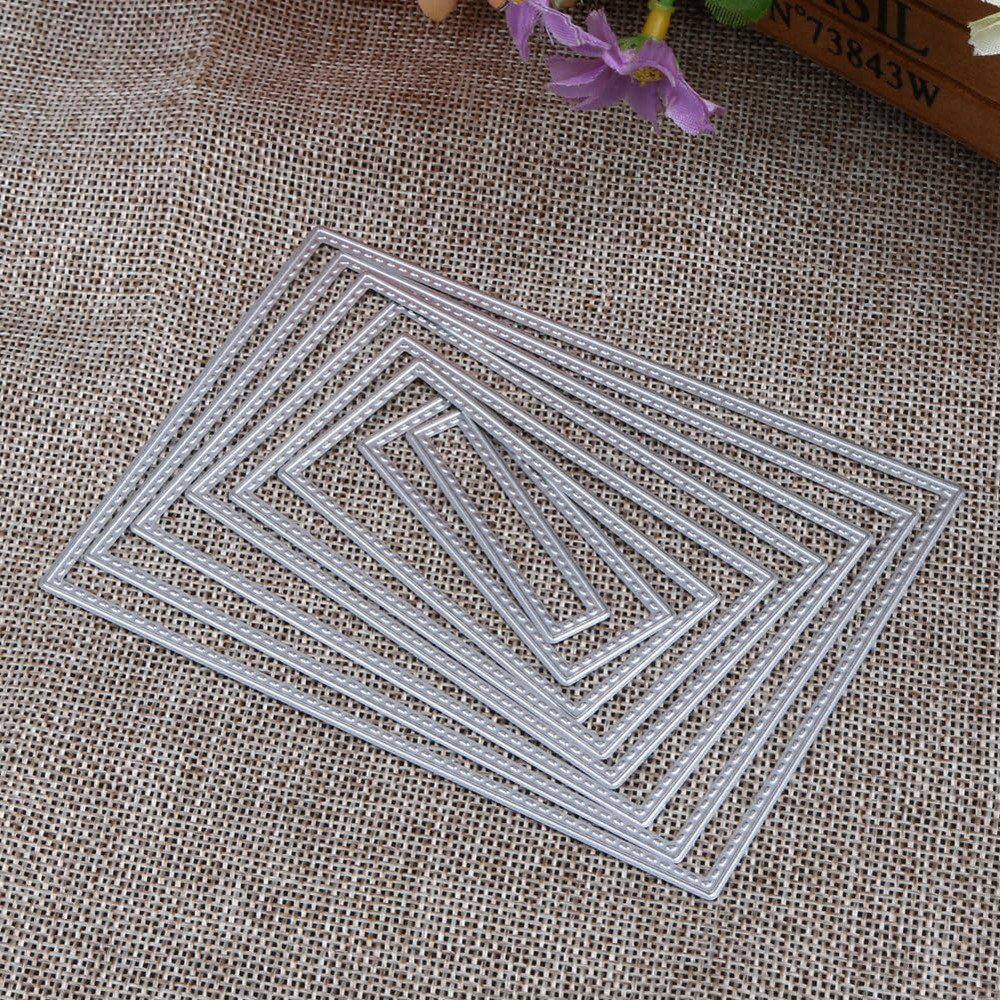8 Pcs Stitched Rectangle Metal Die Cuts for Scrapbooking and Card Making
