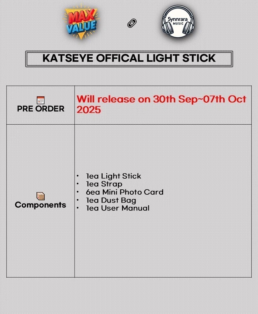 KATSEYE OFFICIAL LIGHT STICK/Strap,6Card,Bag,Tracking Code FANLIGHT GOODS MD