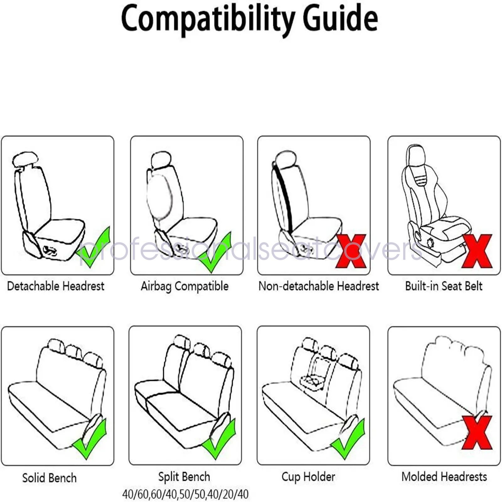 Fit For BMW Car Seat Cover Full Set PU Leather 5-Seats Front + Rear Protector US