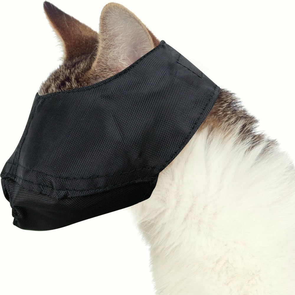 Cat Muzzle for Grooming Soft Nylon Gentle Adjustable Medium Size
