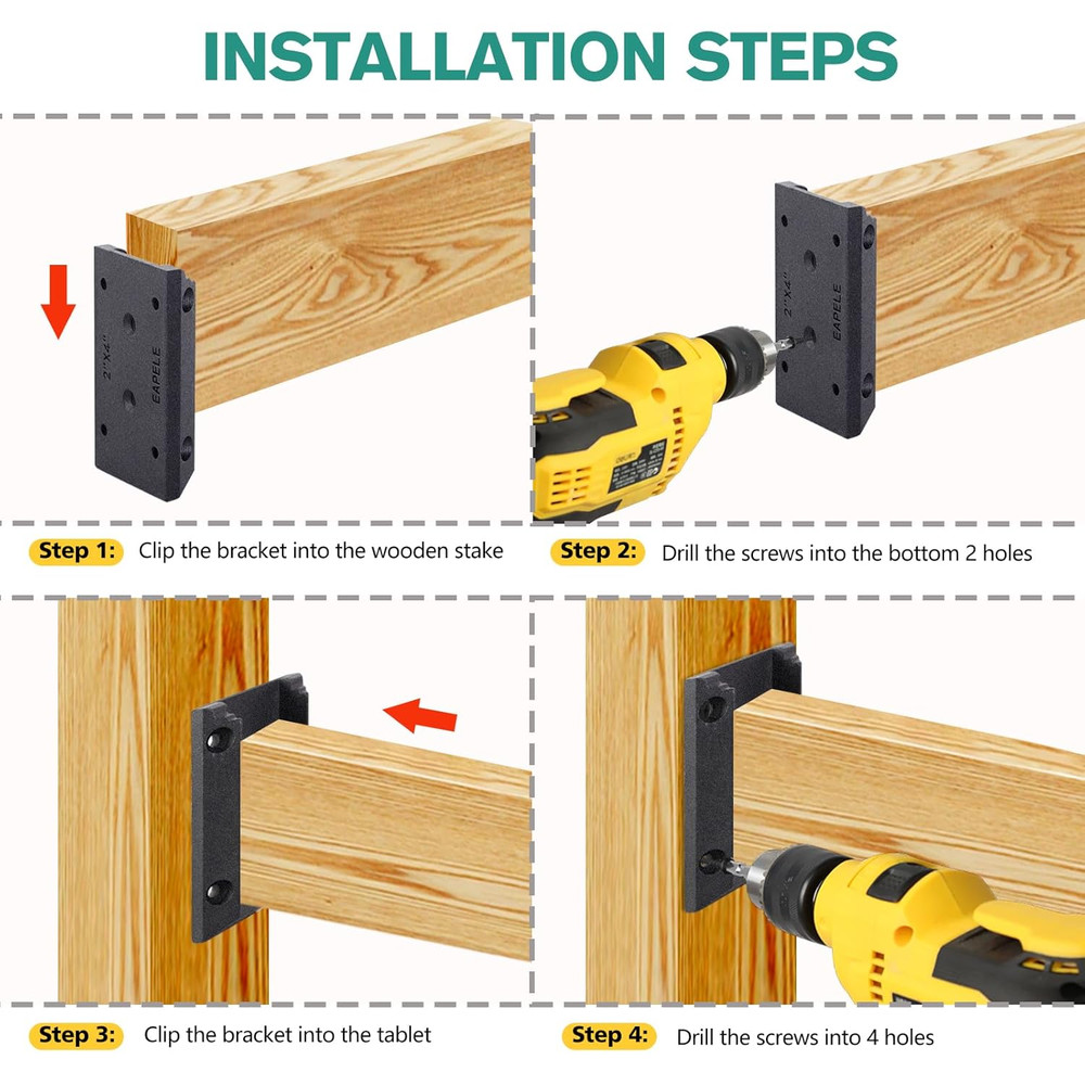 20 Pcs Deck Railing Brackets for 2x4 Wood Posts w/ 120 Screws