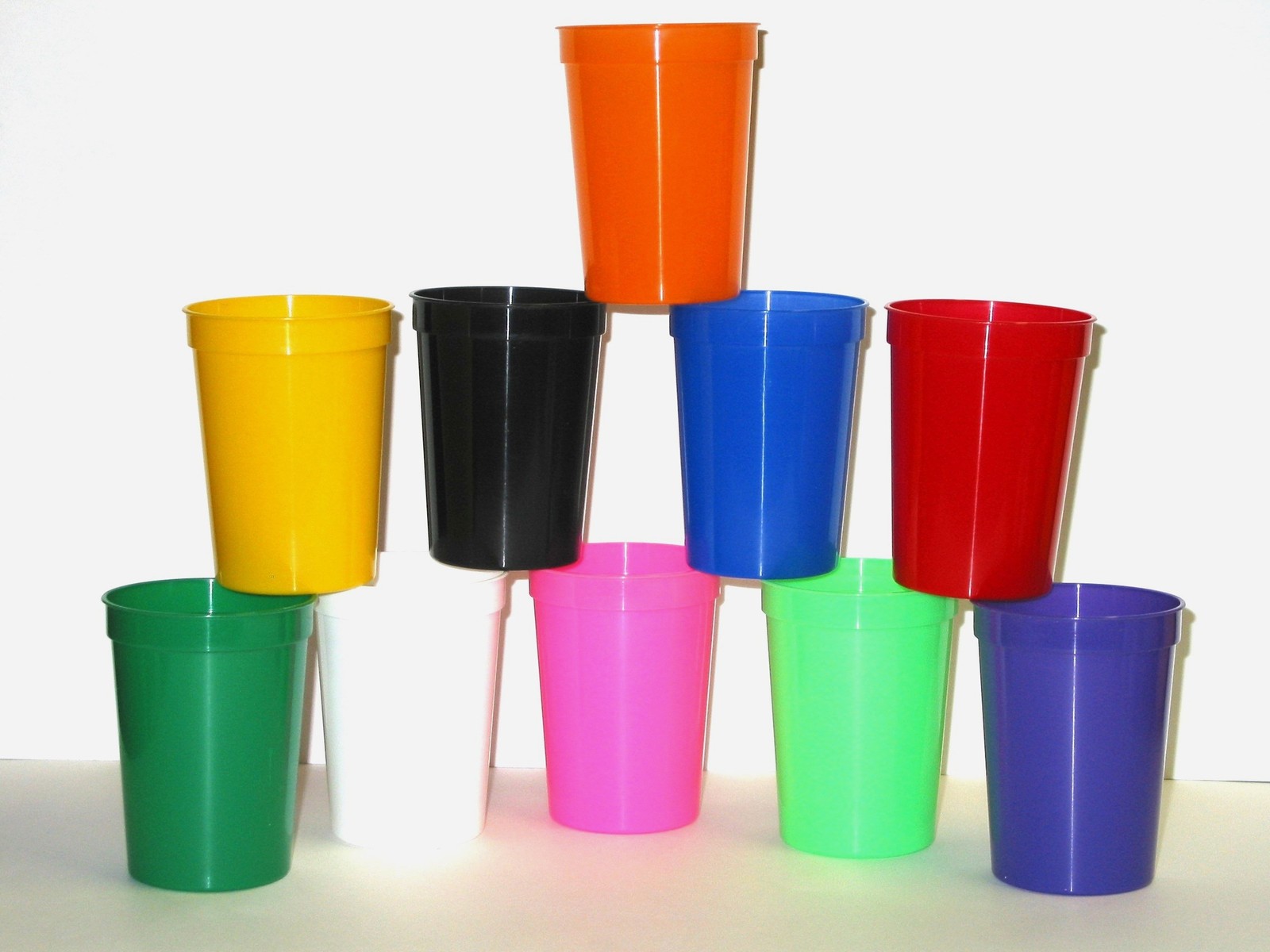 12- Multi Colors Small 12 Oz Plastic Drinking Cups, Glasses Mfg. USA Lead Free