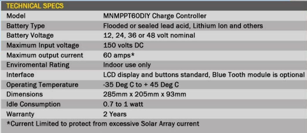 MidNite Solar MNMPPT60DIY MPPT Charge Controller 60A 150V DIY