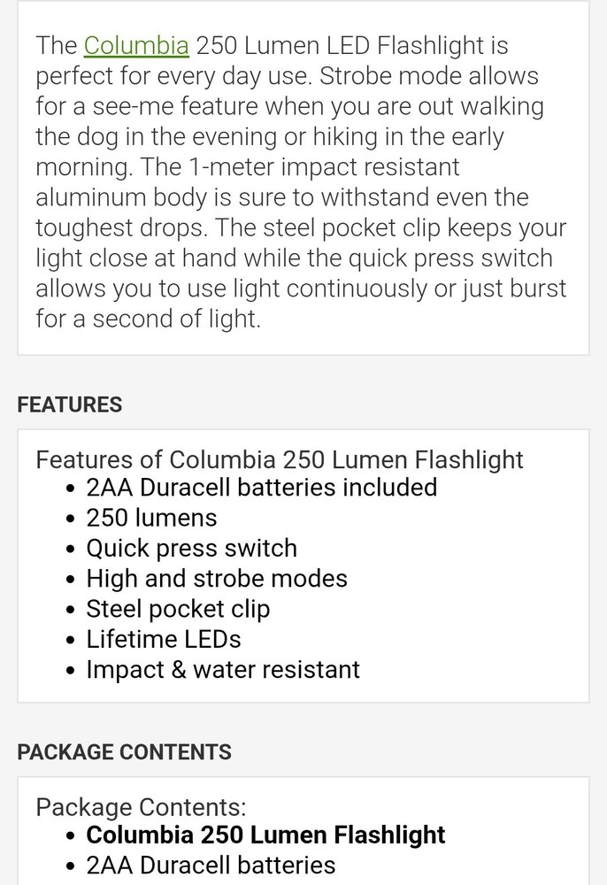 Columbia & Brookstone, 2- Flashlights,