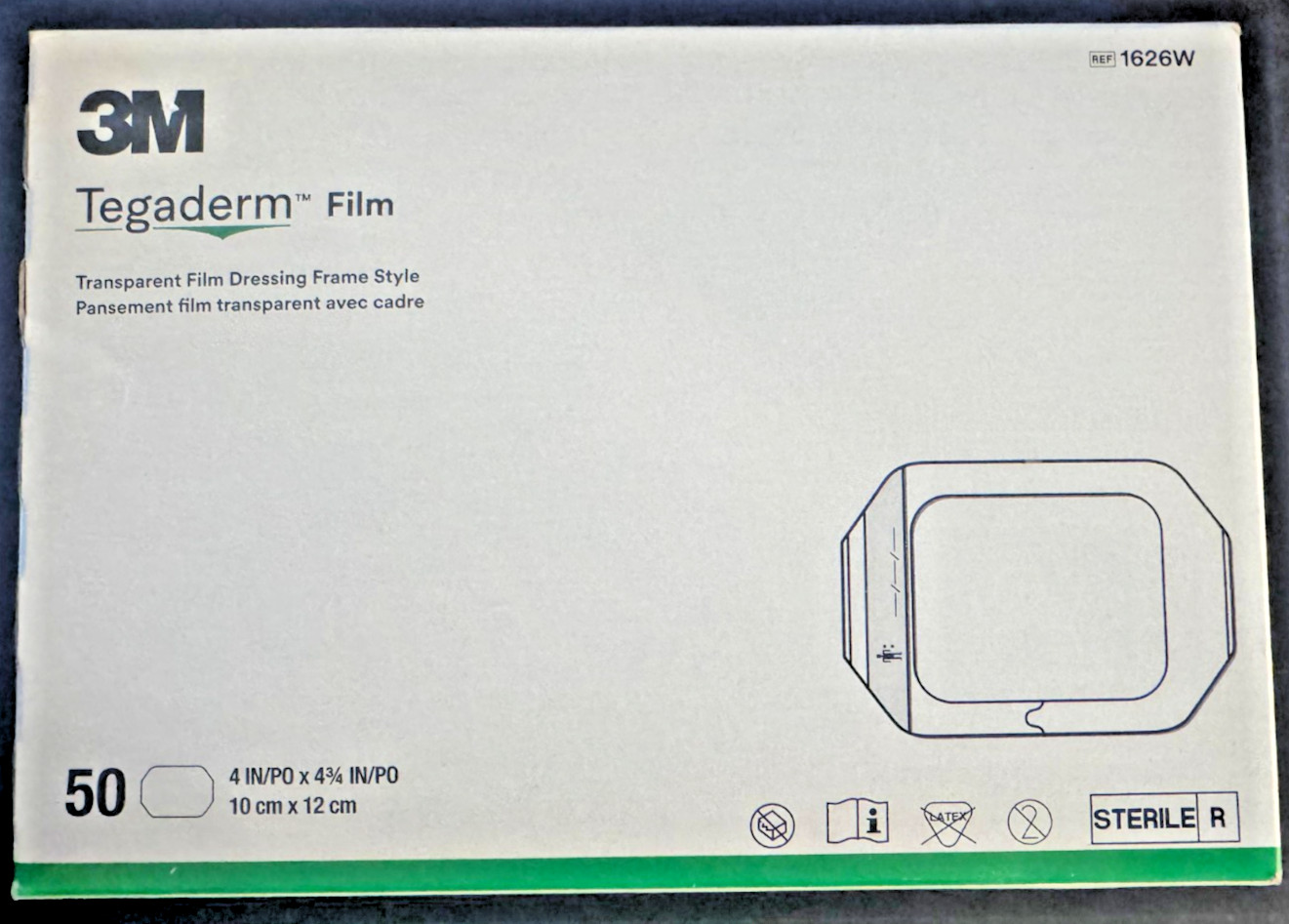 1626W Tegaderm Transparent Dressing 4" X 4 3/4" - Box of 50