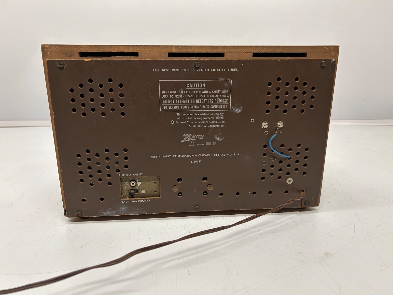 Vtg Zenith Model C845 Super Interlude AM FM Tube Radio Works Has Issues As Is