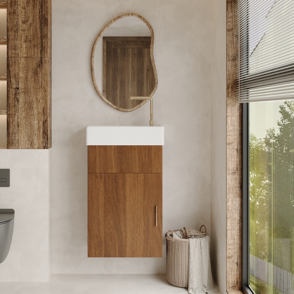 16.5" Floating Bathroom Vanity w/ Ceramic Basin & Soft-Close Door