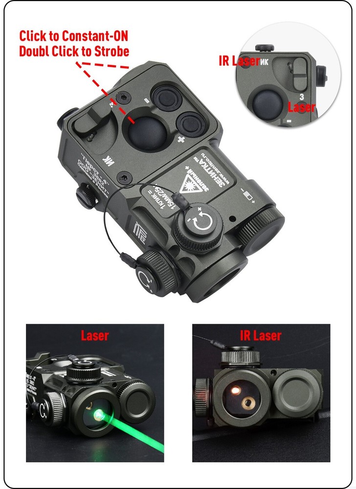 PERST-4 Aiming IR/Green Laser Sight w/ KV-D2 Tactical Switch Reset US