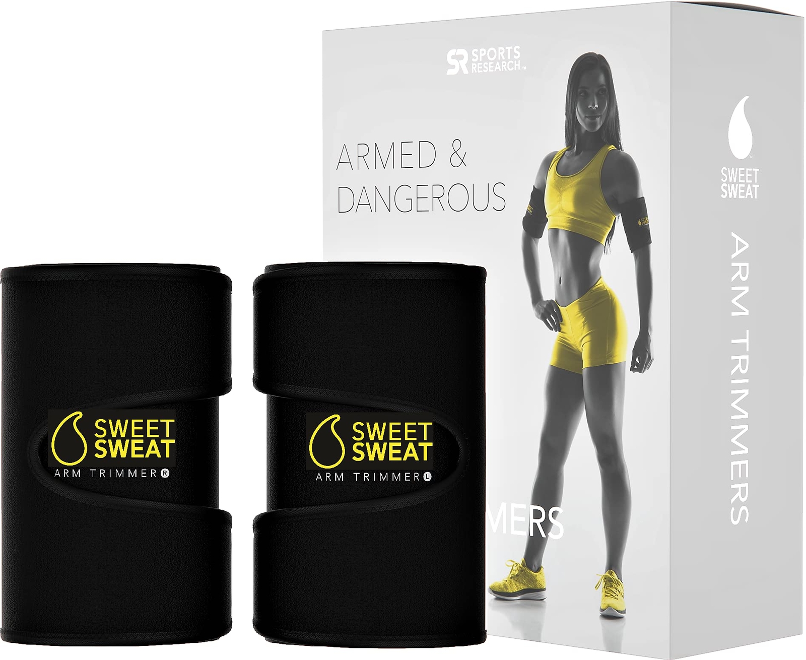 Sweet Sweat Arm Trimmer for Men & Women - Includes Mesh Carrying Bag (Yellow, M)