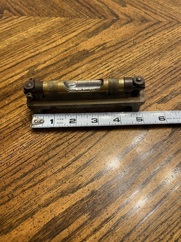 Vtg Antique Solid Brass Precision Machinist Level Transit Piece