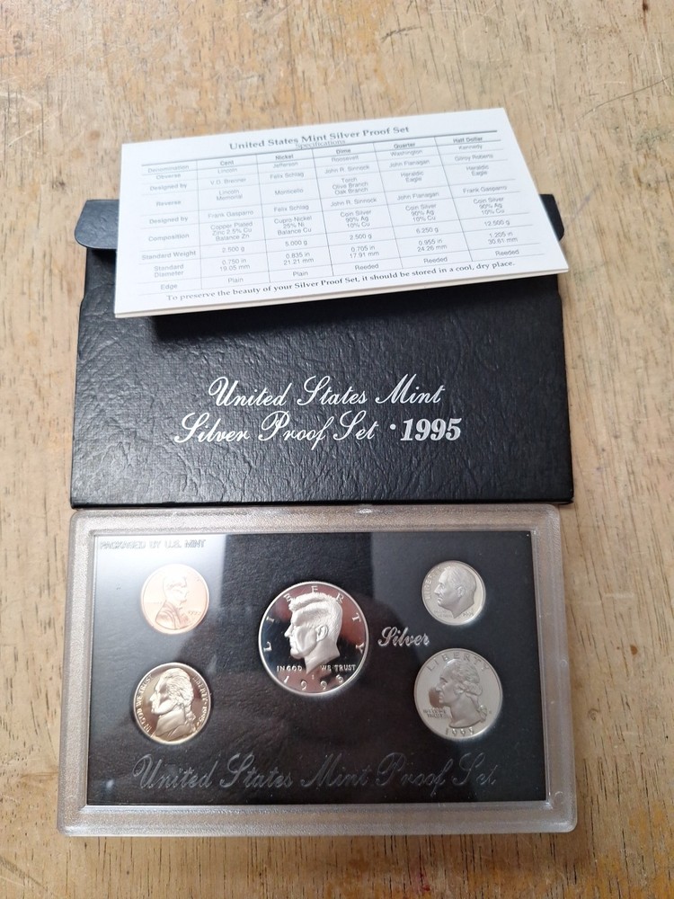 3 US Silver proof sets - 1994, 1995, 1996 w/ Box COA