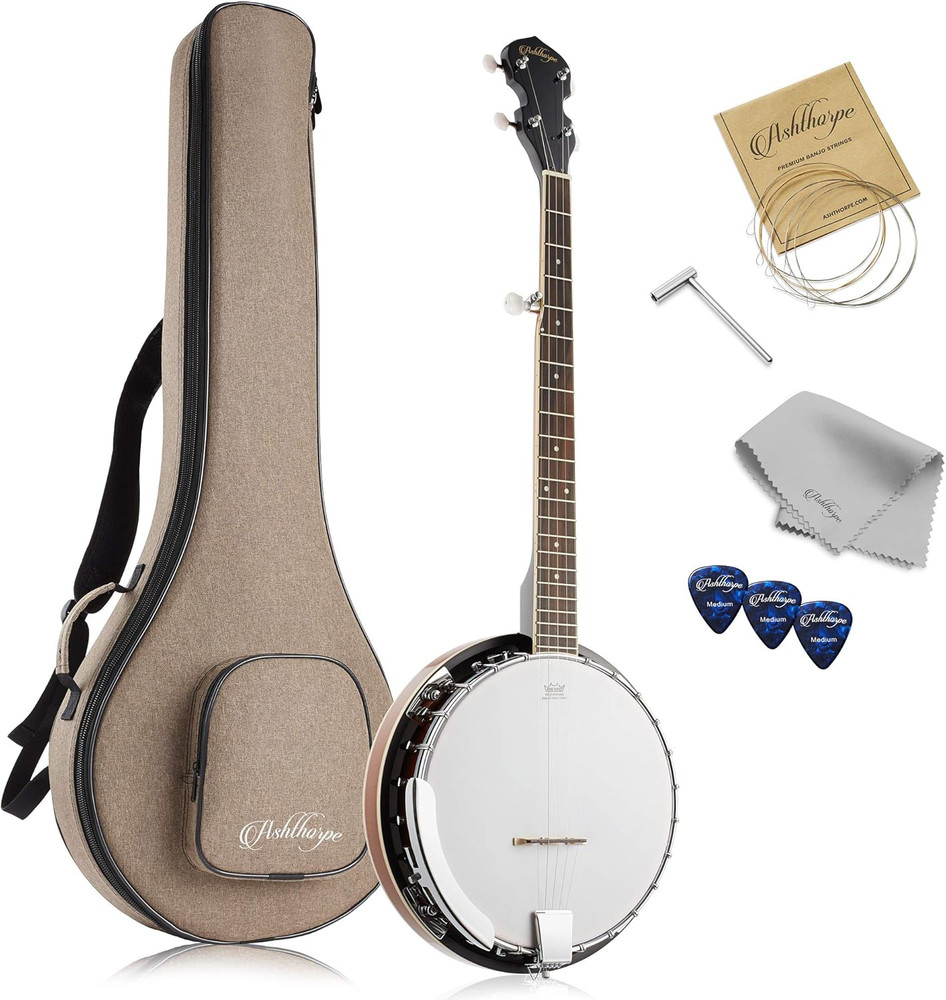 5-String Banjo - Full Size with 24 Brackets, Closed Back, Mahogany Resonator, Ge