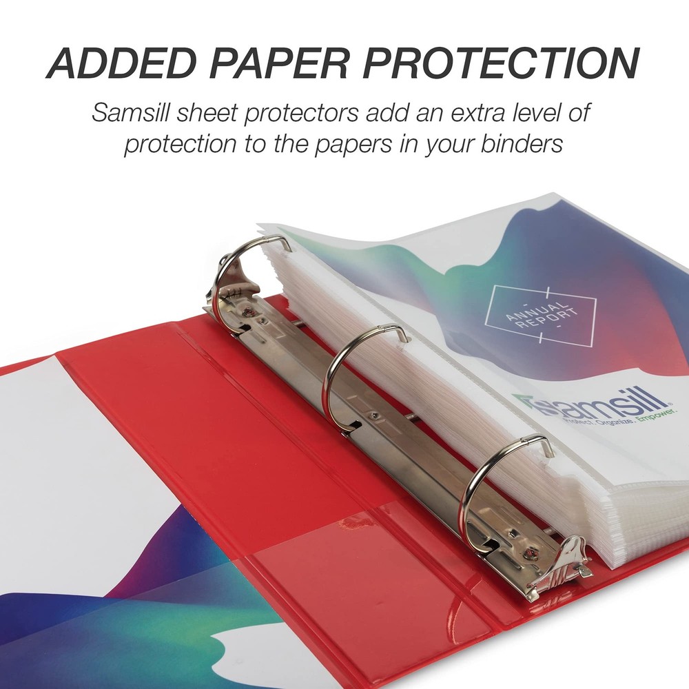Durable Red 2 Inch 3 Ring Binder with Clear Overlay for Customization 480 Sheets