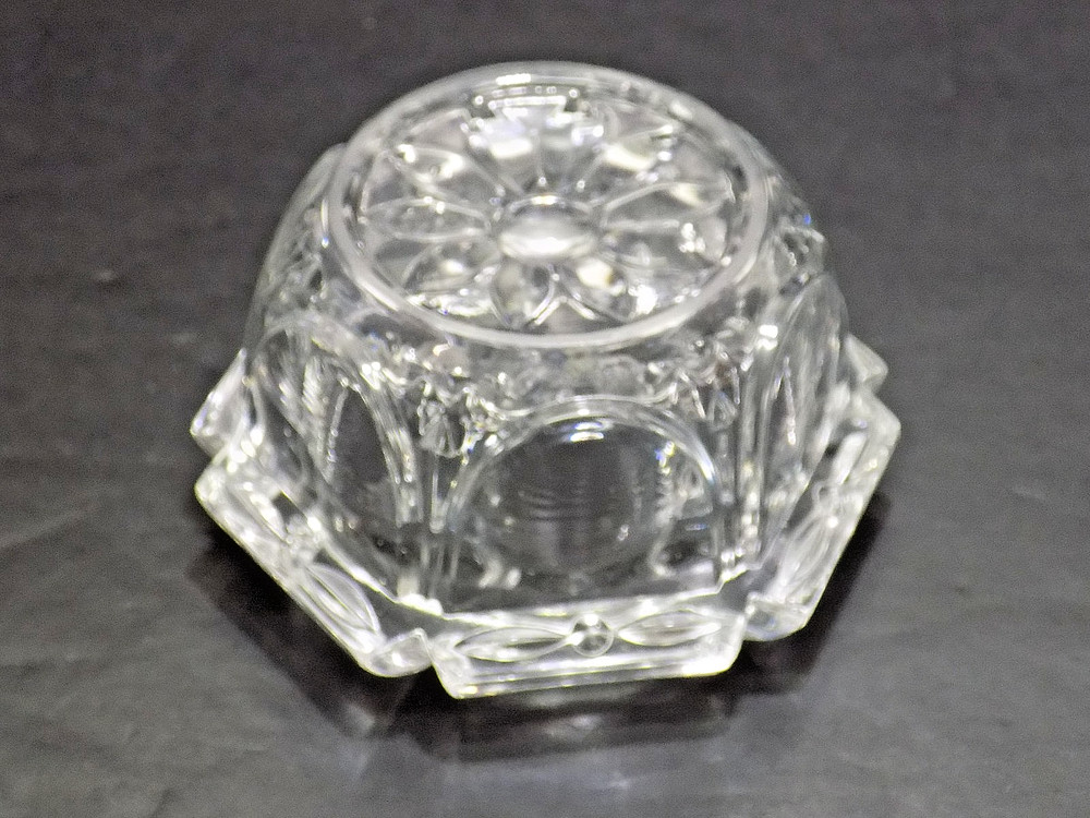 Antique Clear EAPG Hexagon Master Open Salt Cellar