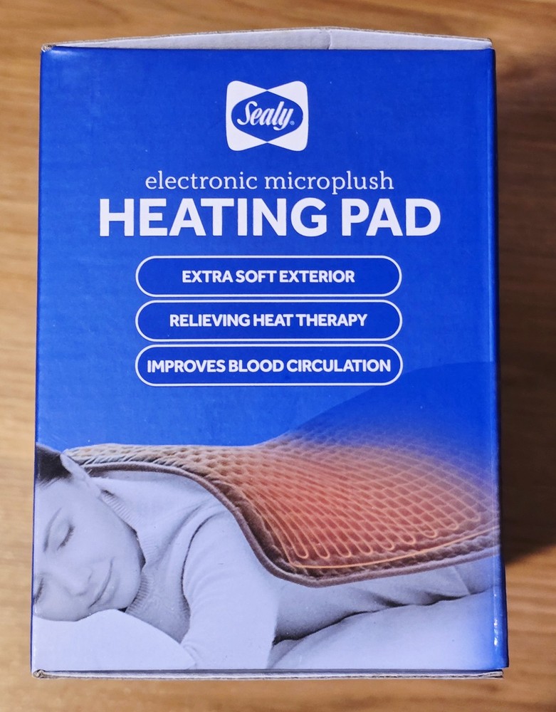 NEW Sealy Microplush Heating Pad With Remote Control, Auto-off & Timer - Gray