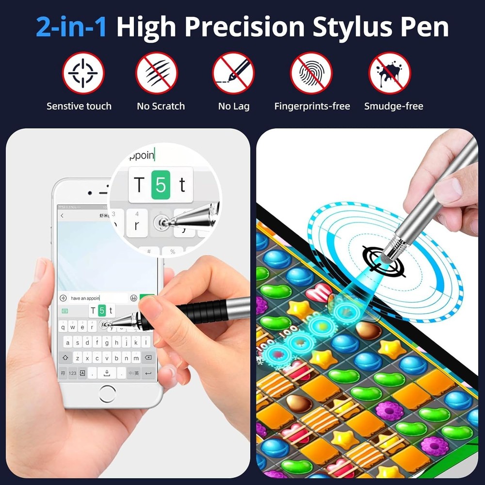 Stylus Pen 4Pack Aluminum Fine Point Disc & Fiber Tips Universal Touchscreen