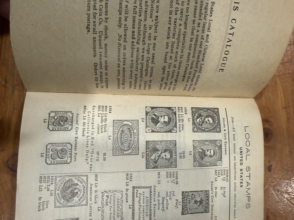 Antique 1909 Scott Stamp Catalogue + Local Stamps + 1900 Coin Price List Lot