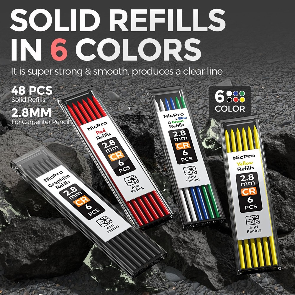 Nicpro 5 Pack Carpenter Pencils with Sharpener, Construction Mechanical Pencil