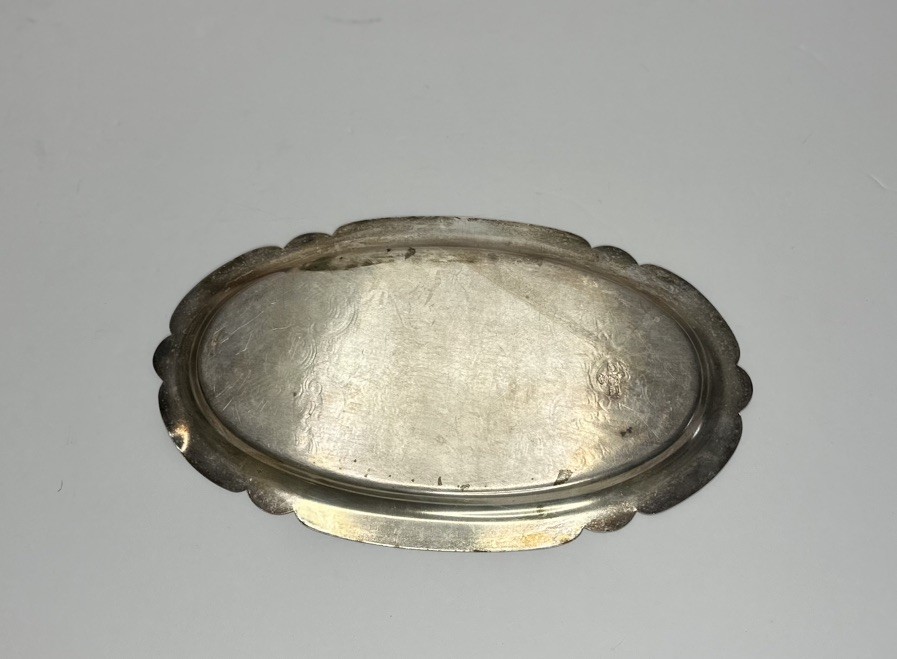 Serving Tray Sheffield Crown & Shield Marked Silver On Copper