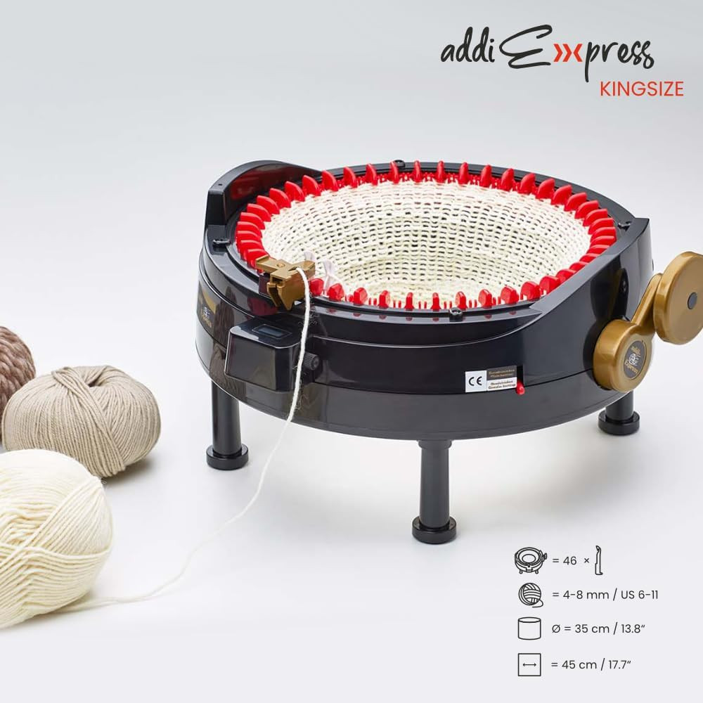 express King Size Knitting Machine, 46 Needles Circle Knit Loom Machine with Row