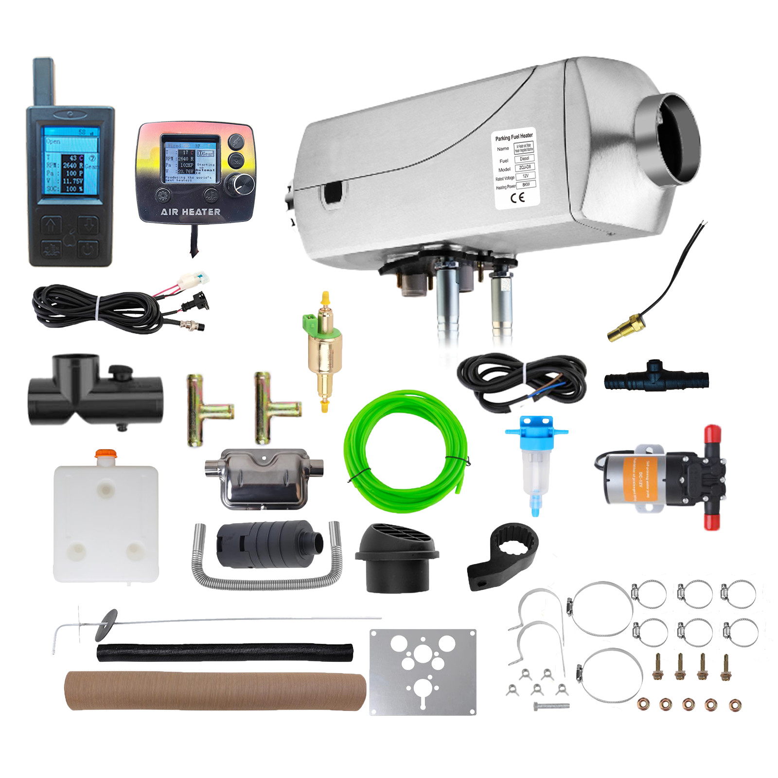 Diesel Heater 12V 8KW Air Water Heater with 2-way remote control LCD display