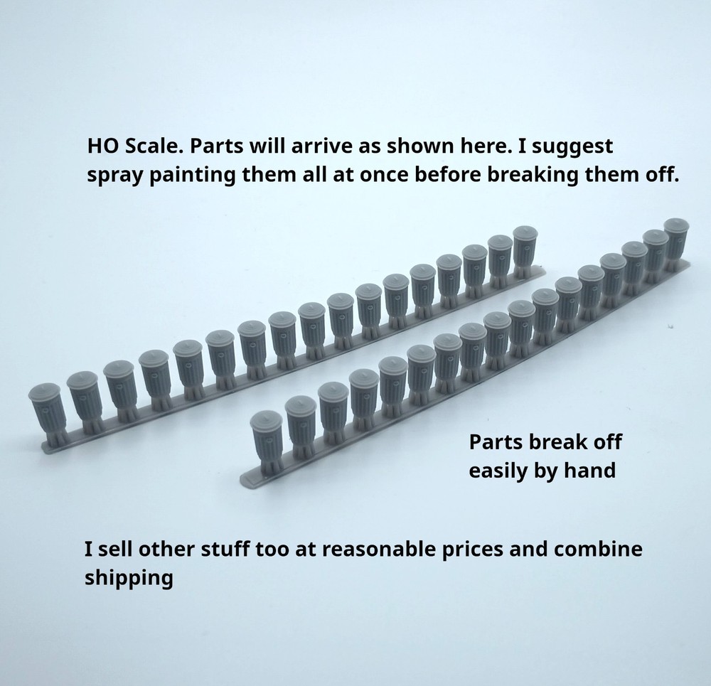 HO Scale Trash Cans 34pcs Unpainted