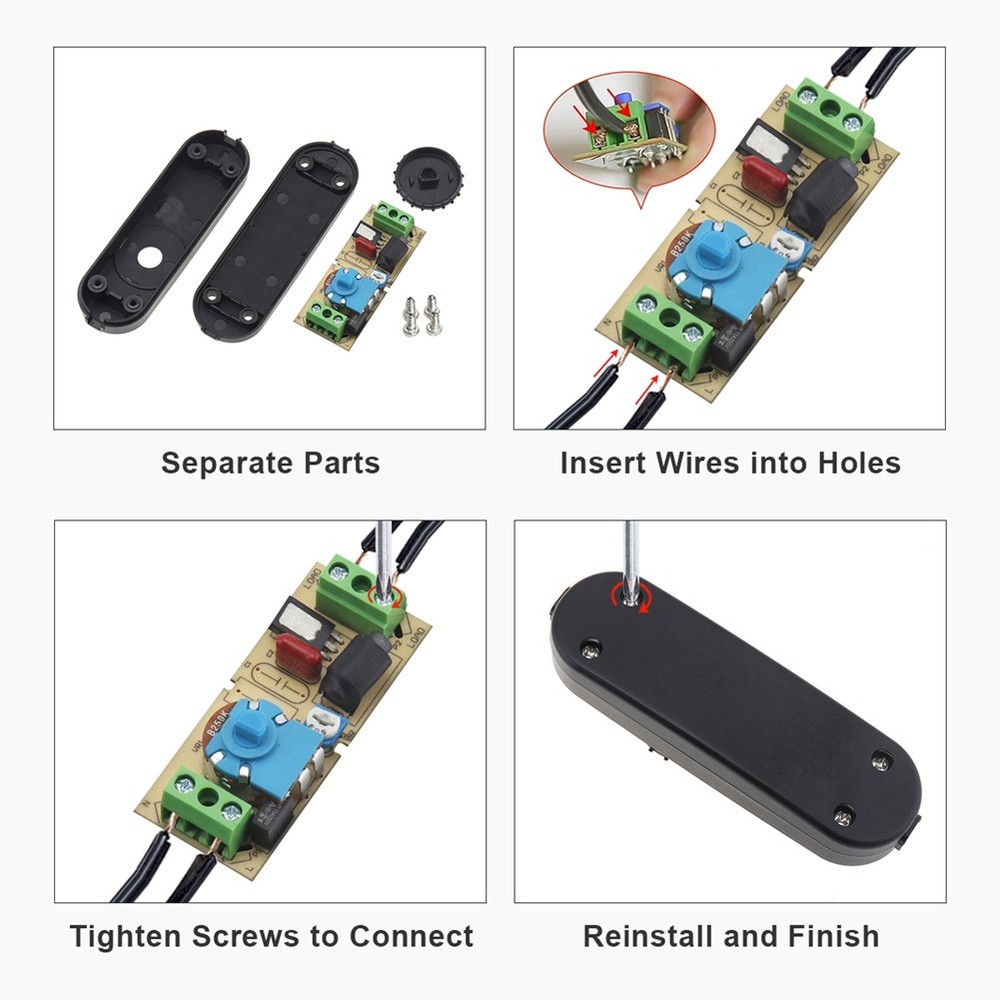 LED Dimmer Switch, Full Range Rotary Dimmer Switch, Inline Lamp Switch for5819