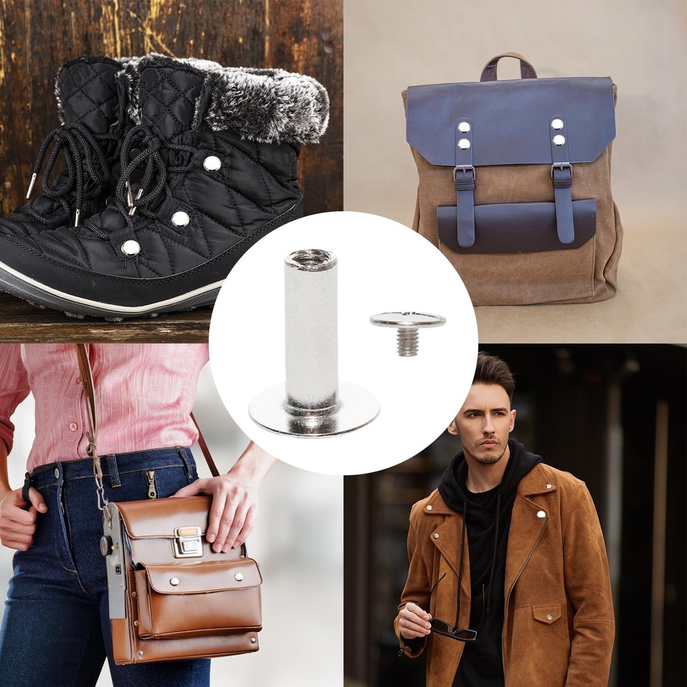 120 Sets Silver M4 Chicago Screws Leather Assorted Kit 6 Sizes Binding