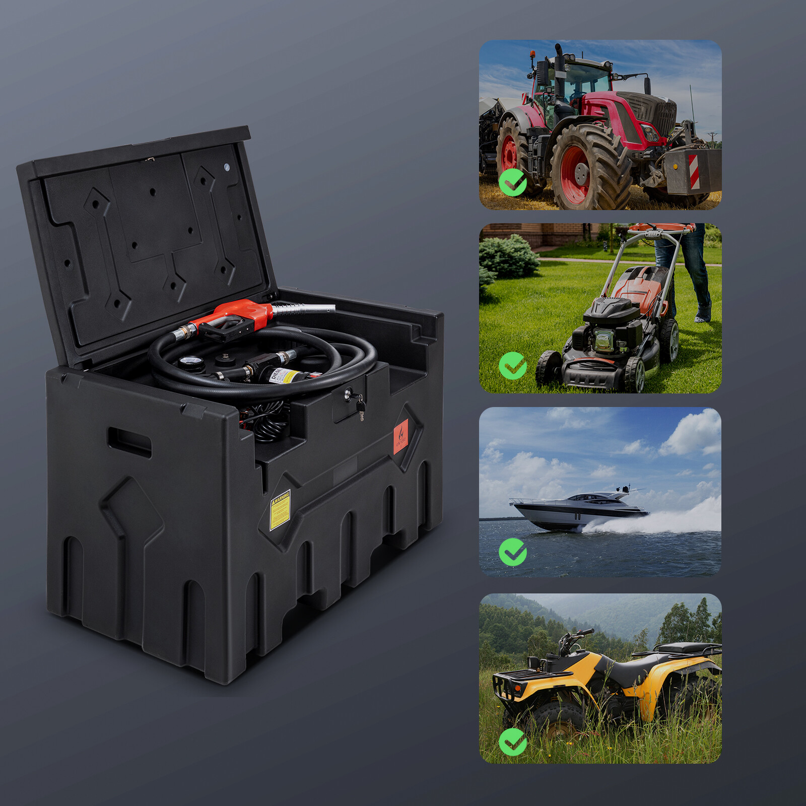 LoJok 4-Color Portable 52 Gallon Diesel Tank with 12V Electric Transfer Pump