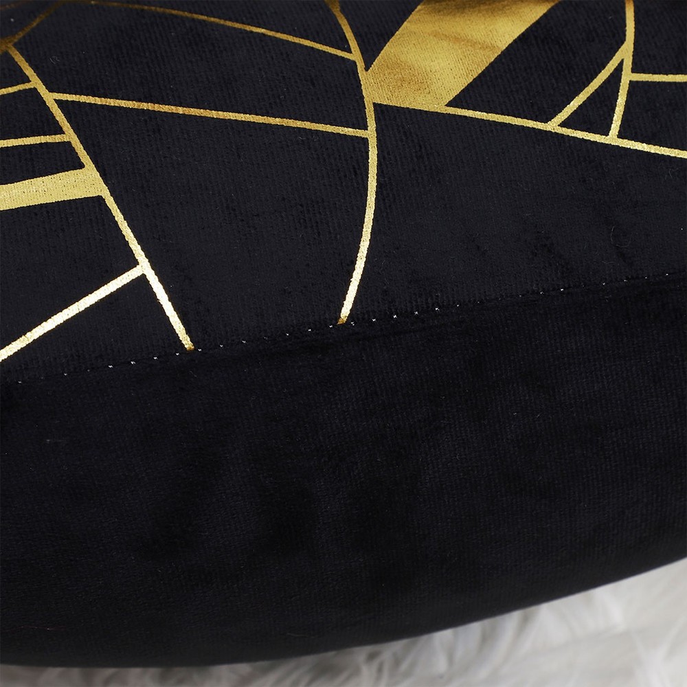 2 Pcs Gold Stamping Soft Decorative Square Throw Pillow Covers, Geometry Pattern